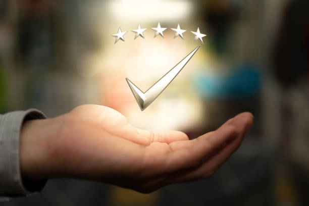 five star rating service on hand for quality business concept