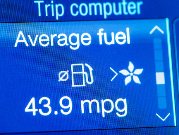 평균 연료 계산 - 갤런 당 마일 - odometer miles transportation single word 뉴스 사진 이미지