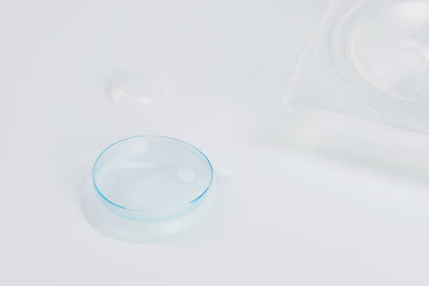 istock Contact lens on a grey background. 1401964380