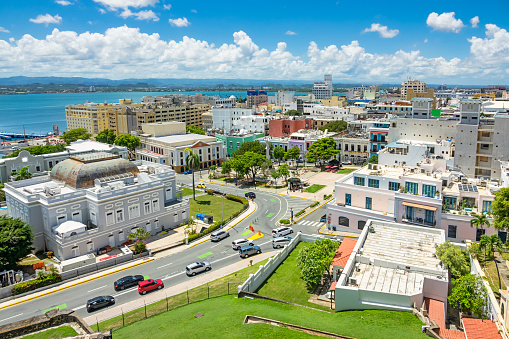 View of downtown San Juan, Puerto Rico on a sunny day.