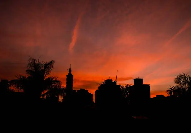 Photo of Taipei skyline at sunset