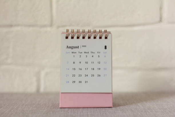 istock Desktop calendar for August 2022. Calendar for planning and managing each date., 1401968252