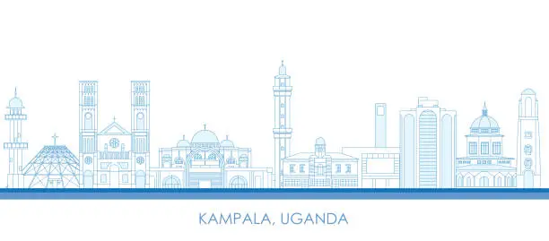 Vector illustration of Outline Skyline panorama of city of Kampala, Uganda