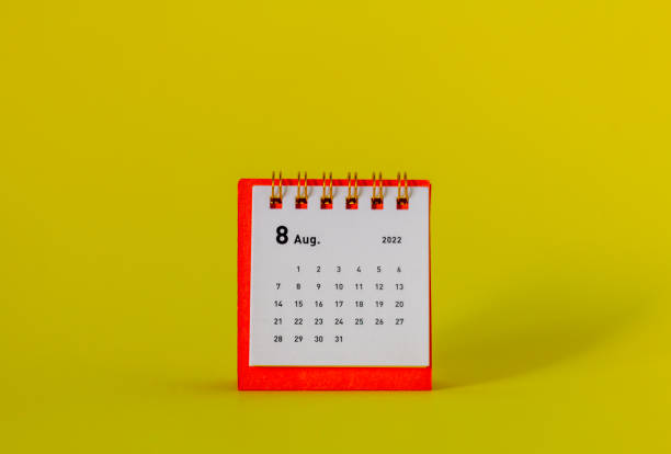 istock Desktop calendar for August 2022. Calendar for planning and managing each date., 1401971117