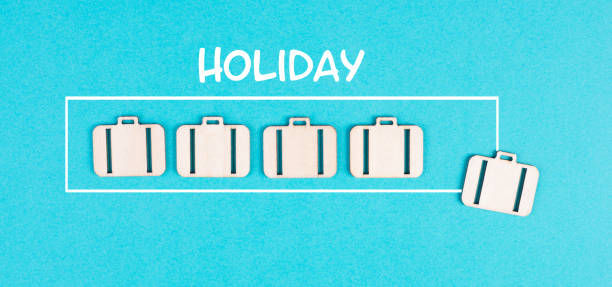 Progress bar with luggage, vacation loading ist standing on the paper, planning a trip for the weekend, holiday and travel concept