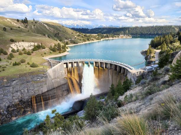 Kerr dam overlook Overlook of kerr dam in early may reservoir stock pictures, royalty-free photos & images