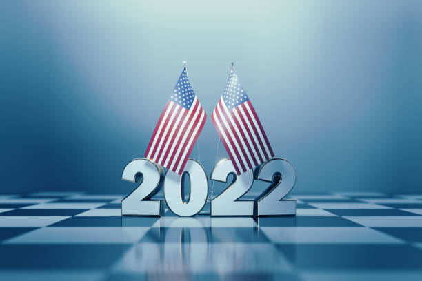 istock 2022 Midterm Elections Concept - American Flag Pair and 2022 Sitting On A Chess Board 1401979833