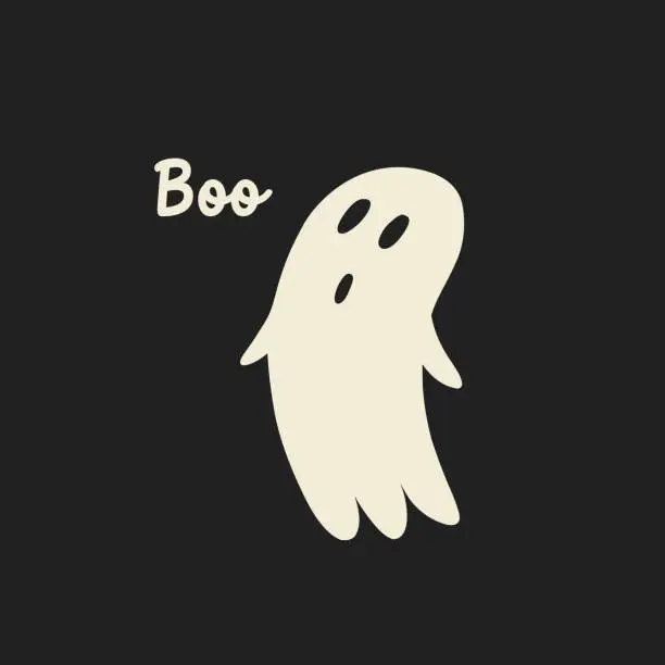 Vector illustration of Halloween ghost print boo