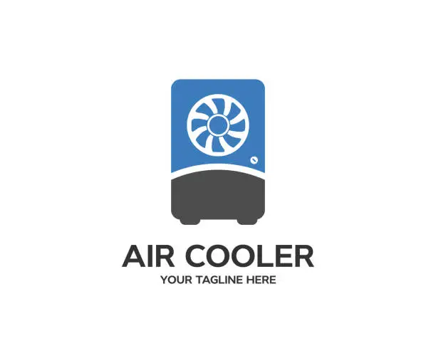 Vector illustration of Mobile air conditioner. Evaporative air cooler fan with ionizer vector design and illustration.