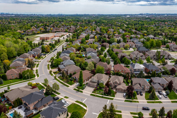 Aerial view Residential Distratic at Rutherford road and Islington Ave.,  Woodbridge and Kleinburg, Vaughan, Canada Vaughan, Canada. Woodbridge stock pictures, royalty-free photos & images