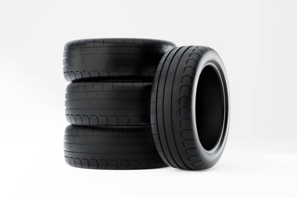 Worn out tires for a car where the traction is starting to wear off.