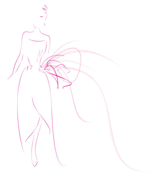 Strut Fashion Sketch in Rouge prom invite stock illustrations