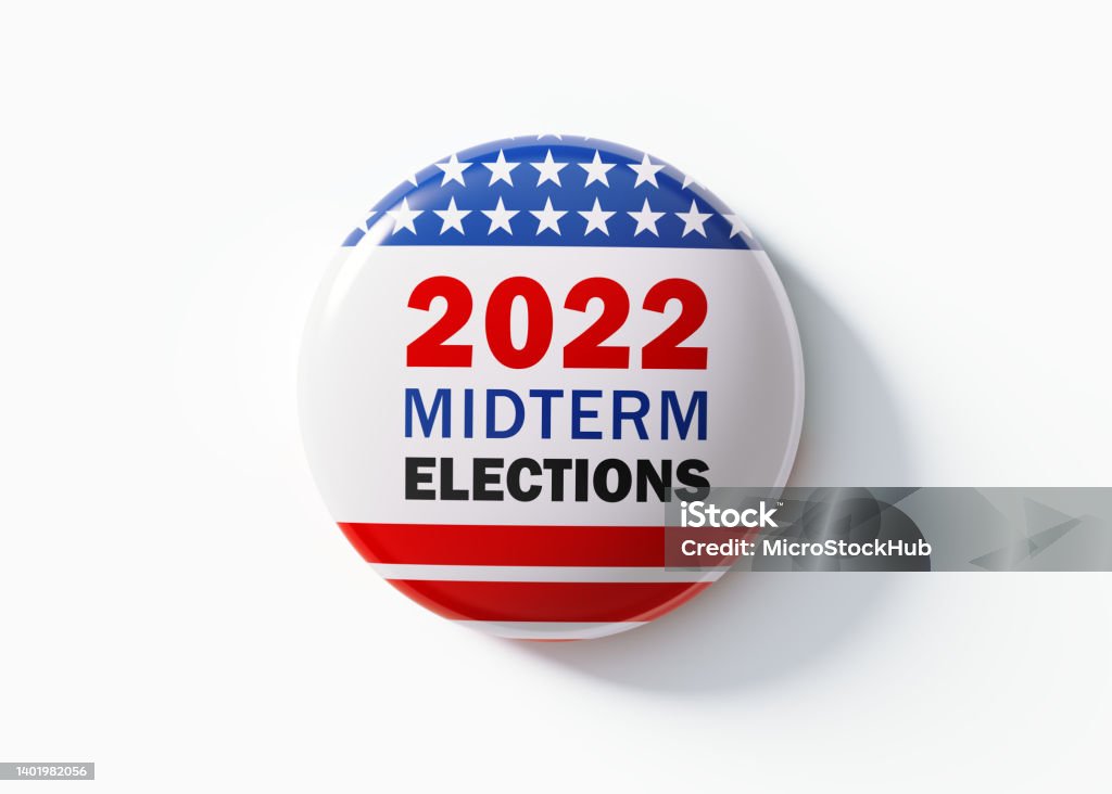 2022 Midterm Elections Badge For Elections In USA USA 2022 Midterm Elections badge. Isolated on white background. Great use for election and voting concepts. Clipping path is included. Midterm Election Stock Photo