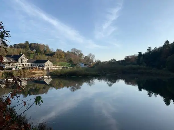 View from the shore to the Diepentalsperre near Leichlingen