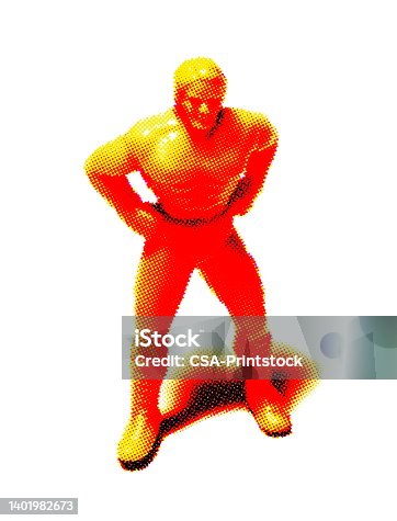 istock Orange Strongman Posing 1401982673