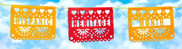 Hispanic heritage month background with mexican paper flags Hispanic heritage month background with mexican paper flags hispanic day stock pictures, royalty-free photos & images