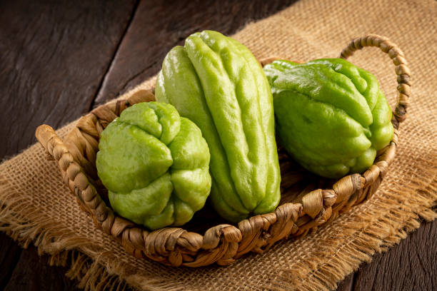 istock Fresh chayote fruits on the table. 1401985628