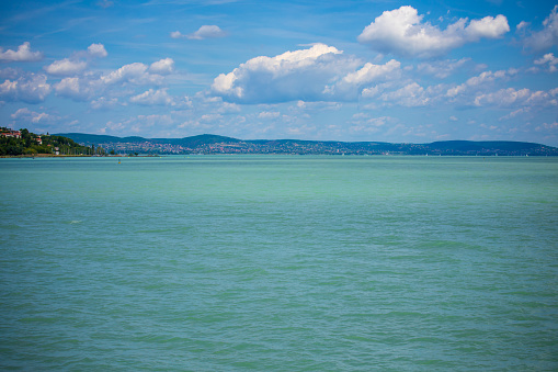 Busy ferry at Lake Balaton in Hungary on 25 May 2022.