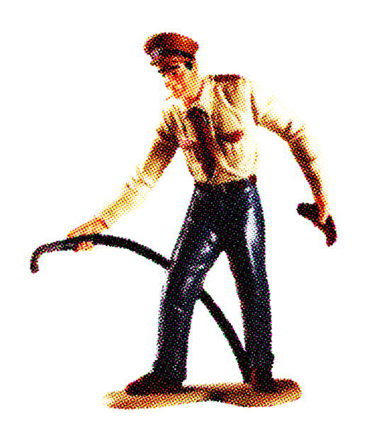 Gas Station Attendant Holding Gas Hose