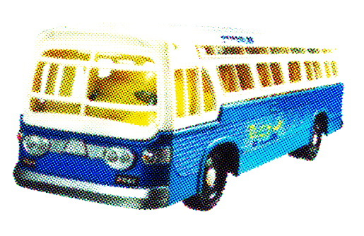 Vintage Blue and White Bus