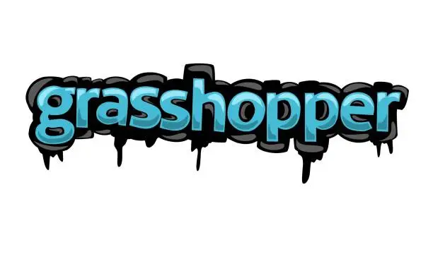 Vector illustration of GRASSHOPPER writing graffiti design on white background