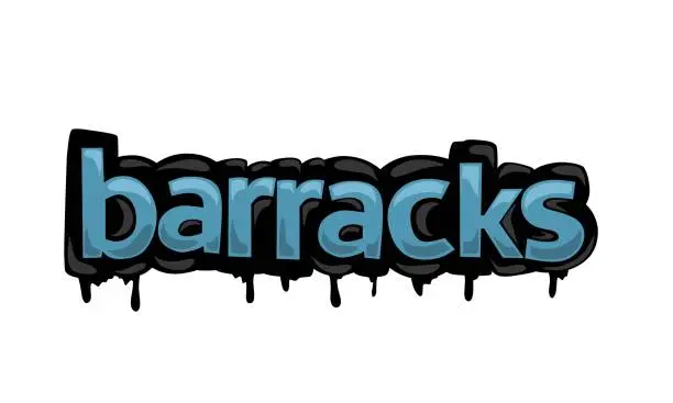 Vector illustration of BARRACKS writing graffiti design on white background