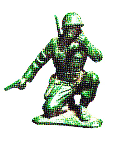 Plastic Toy Soldier Kneeling on One Knee