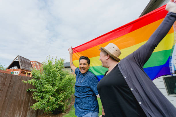 istock Pride Flag Happy Lesbian Couple 1401997576