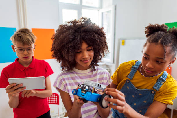 istock Group of mixed race kids at the primary school 1402001377