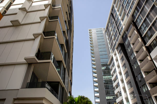 istock Modern apartment buildings, background with copy space 1402002566