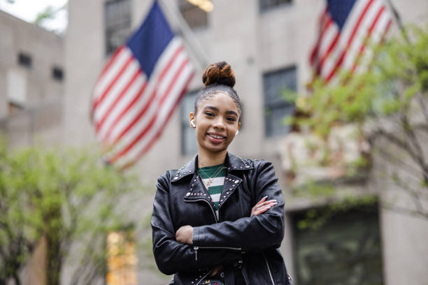istock Proud American young woman 1402006025