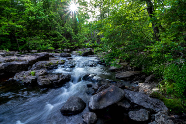 Water flowing through the ancient river bed of the Salmon Falls River in Lebanon, Maine.