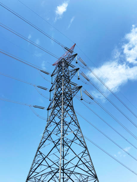 istock High voltage transformer, high voltage towers with sky background 1402010676
