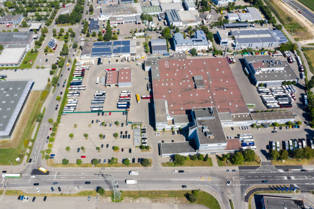 istock Cityscape with Industrial District, Aerial View 1402013318