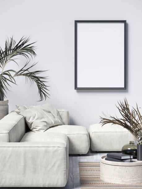 istock Mock up poster frame with indoor plants and sketchbooks 1402014314