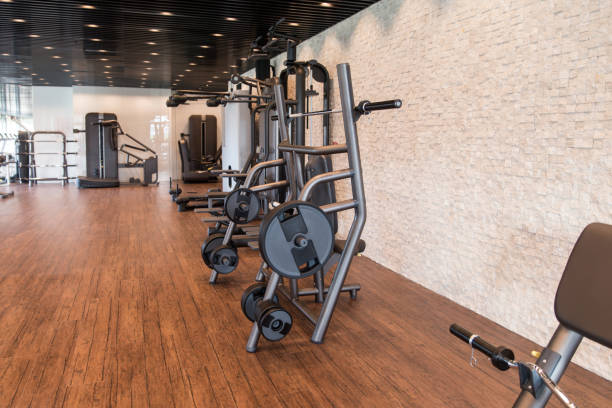 istock Interior Of New Modern Gym With Equipment 1402015447