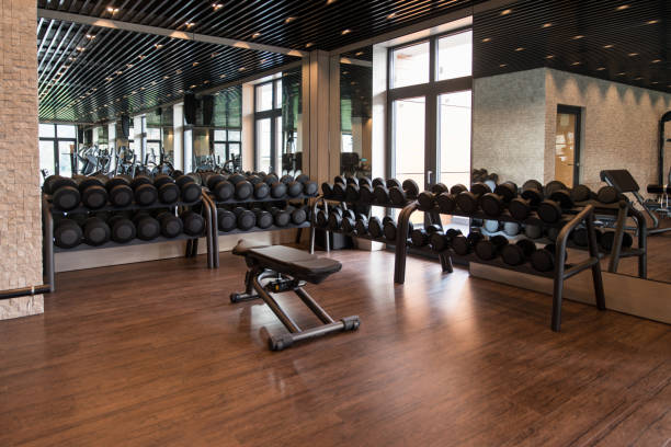 istock Interior Of New Modern Gym With Equipment 1402015452