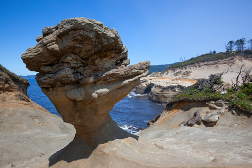 Balance Rock at cape Kiwanda State Natural Area back in 2014 before it was toppled by vandals.
