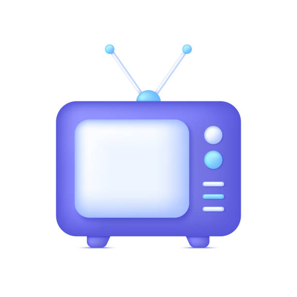 istock 3D Retro TV with antenna isolated on white background. TV with channel and signal selector. 1402018535