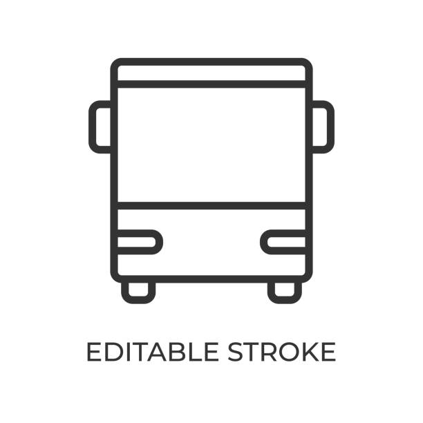 illustrations, cliparts, dessins animés et icônes de vue frontale du bus. - electric car