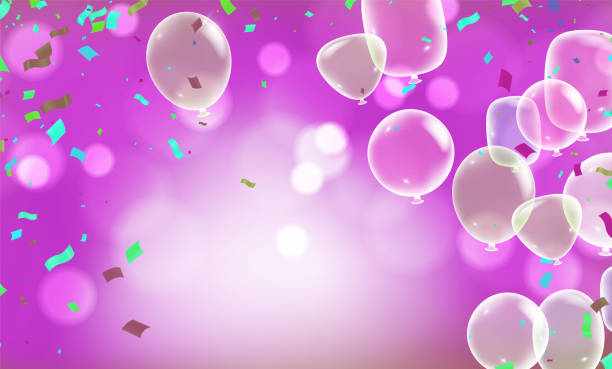 istock Luxury and foil balloons with confetti in  background vector. realistic vector illustration for anniversary, birthday, sale and promotion, party design element. 1402030755