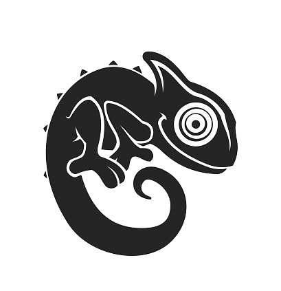 Stylized chameleon silhouette character mascot icon