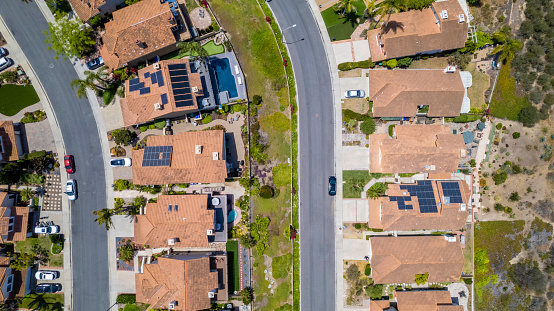 High quality aerial photos of a San Diego neighborhood in late Spring early Summer.