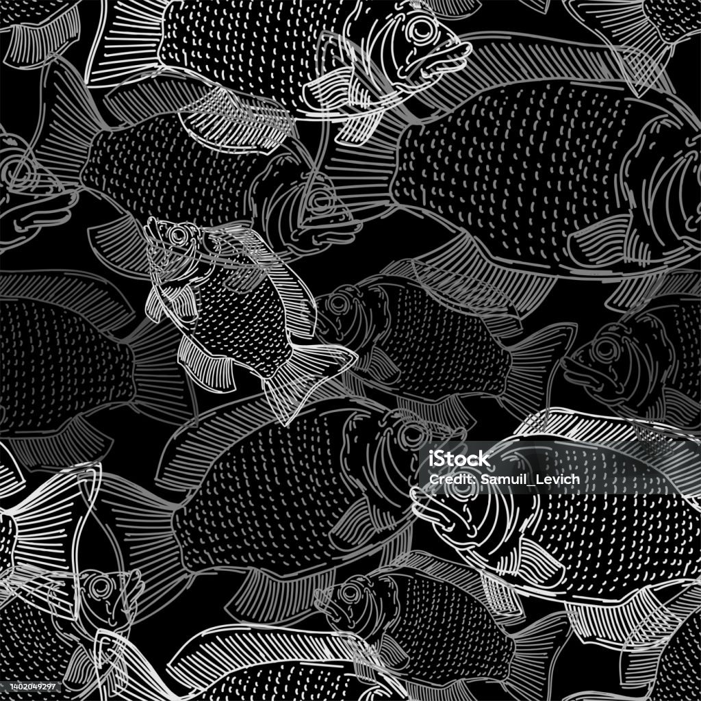 Perch Fish Patterns Perch Hand Drawing Pattern Seamless Fish Background Stock Illustration ...