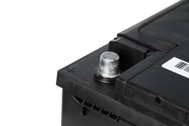istock Lead Acid Car Battery Positive Terminal - Isolated on White Background with Copy Space 1402053956