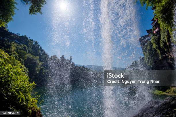 The Wangcun Waterfall At Furong Ancient Town Amazing Beautiful Landscape Scene Of Furong Ancient Town China Stock Photo - Download Image Now