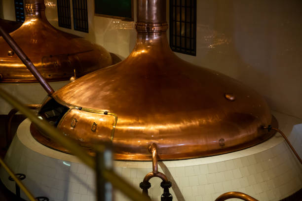 Beer brewing hall Beer brewing hall in brewery pilsen stock pictures, royalty-free photos & images