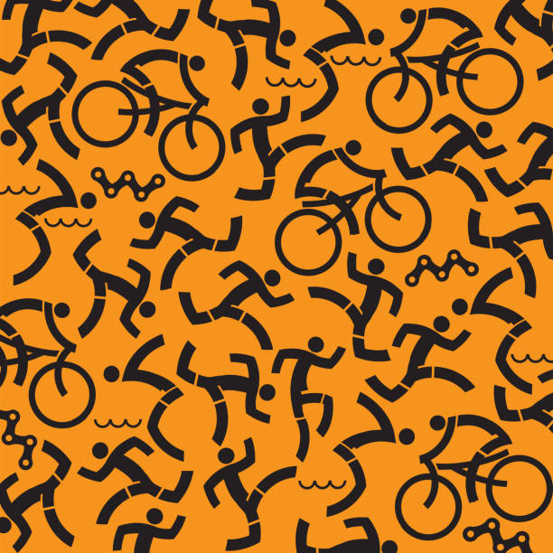 illustrations, cliparts, dessins animés et icônes de arrière-plan des icônes de triathlon. - bicycle silhouette design element mountain bike