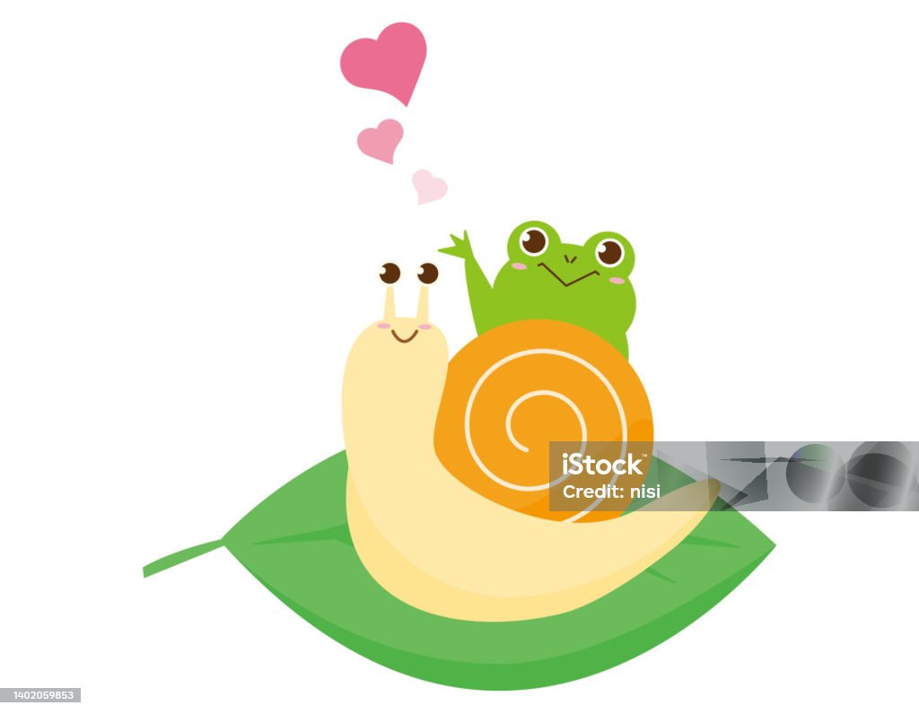 Clip Art Of Cute Frog And Snail Vector Illustration Stock Illustration