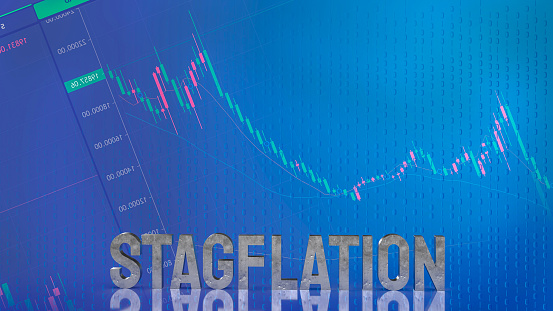 stagflation  text on chart for business concept 3d rendering